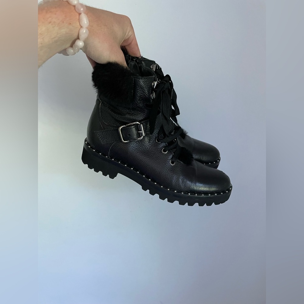Napoleoni Italy Shearling Moto Boots Womens Size 8